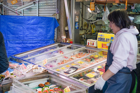 Tokyo: Tour panoramico del mercato del pesce di Tsukiji e dei frutti di mareTokyo: giro turistico e frutti di mare del mercato del pesce di Tsukiji