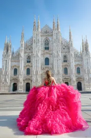 Fotoshooting mit einem märchenhaften Kleid im Herzen von Mailand