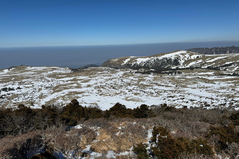 Wandeling Hallasan op het eiland Jeju, de hoogste berg van Zuid-KoreaJeju Hallasan; Sneeuwbloemenwandeltocht met lunch