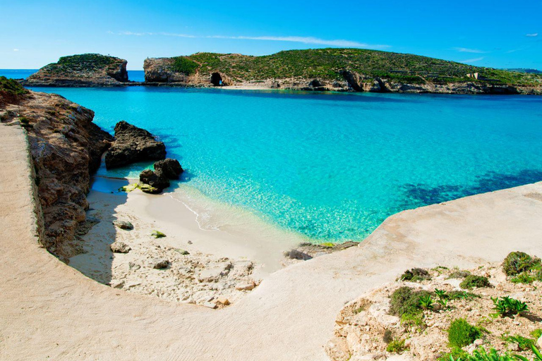 Bugibba: Round Comino, Blue & Crystal Lagoons + Caves evening sunset cruise