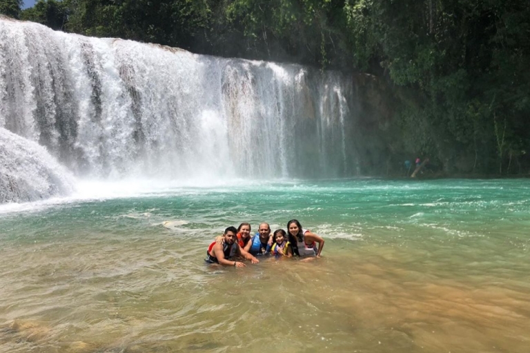 Van Palenque: tour naar de watervallen van Misol-Ha en Agua AzulVan Palenque: rondleiding Misol-Ha en Agua Azul-watervallen