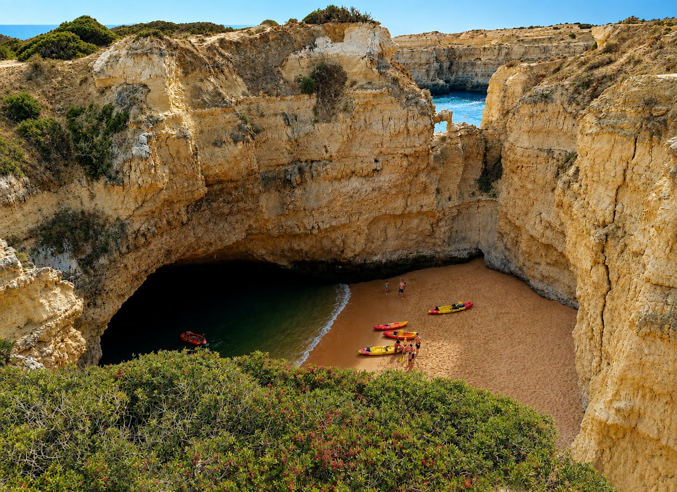 Albufeira: Guidet kajaktur til havgrotter og skjulte strande