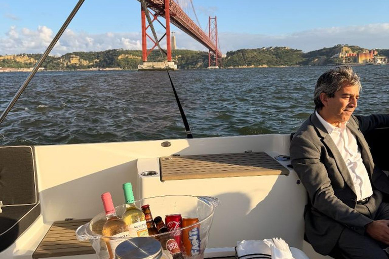 Lisbon Sunset Luxury Boat Vibes with Drinks & Pizza Lisbon Luxury Cozy Cruise with Drinks & Pizza