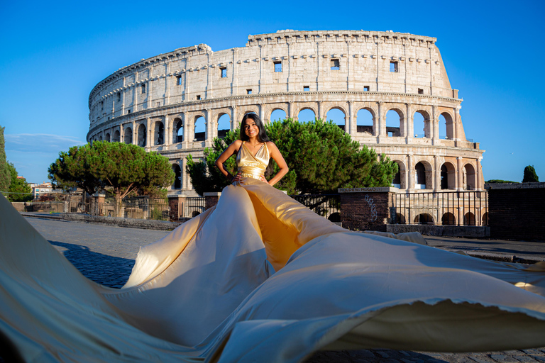 Flying dress photoshoot