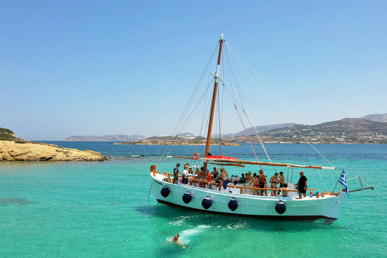 Pounta: Paros & Antiparos Traditional Boat Cruise with Meal Shared Group Boat Cruise