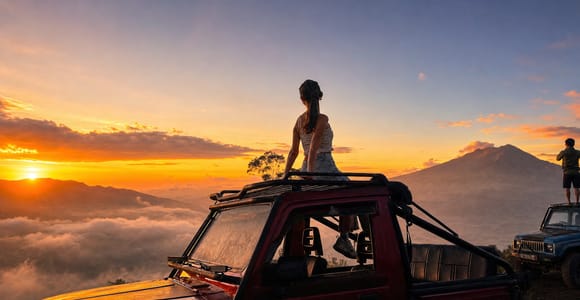 Bali: Mount Batur Sunset Private Jeep & Natural Hot Springs