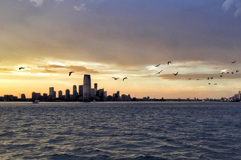 Coucher de soleil à New York, musique et croisière touristique avec vue sur la Statue de la LibertéCroisière panoramique au coucher du soleil à New York, avec musique et visit