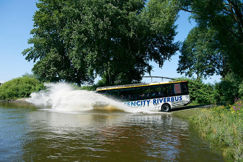 Hamburgo: Ingresso de ônibus anfíbio fluvial e terrestre