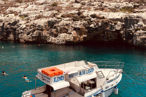 From Gozo:Around Comino, Blue Lagoon, Crystal Lagoon & Caves Half-day Cruise around Comino Blue Lagoon and Caves