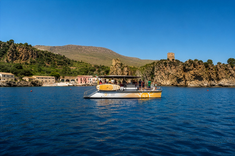 Castellammare: Catamaran Tour – Scopello Caves and Zingaro Nature Reserve Catamaran Tour: Caves, Scopello and Zingaro Nature Reserve
