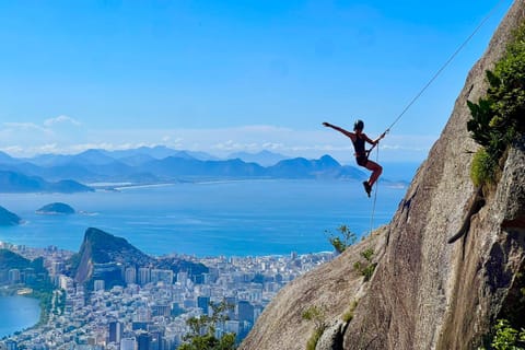 Rappelling on the Two Brothers Hill with access via Vidigal