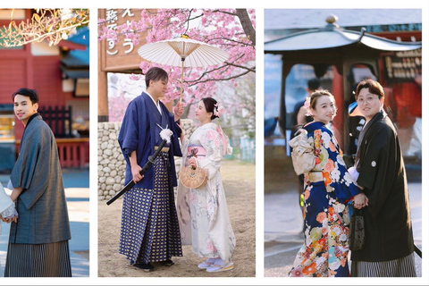 Tokyo: Asakusa Kimono Rental with Hairstyling and Makeup Kimono (Yukata) Experience Package (Men & Children Only)