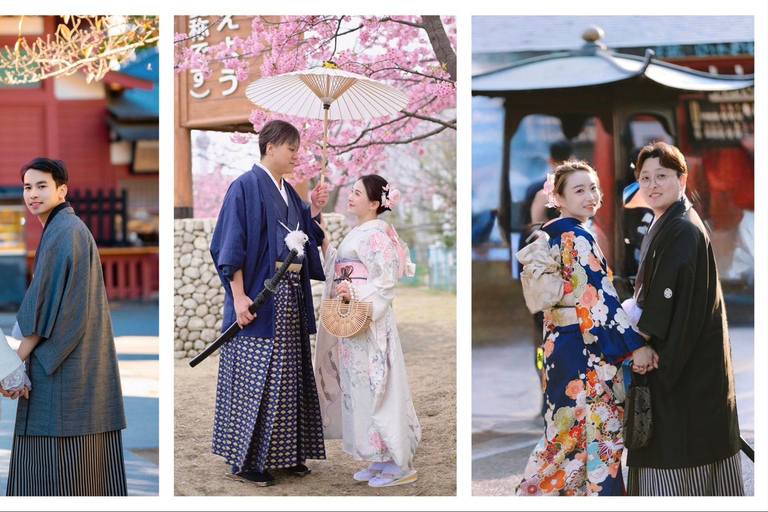 Tokyo: Asakusa Kimono Rental with Hairstyling and Makeup Kimono (Yukata) Experience Package (Men & Children Only)