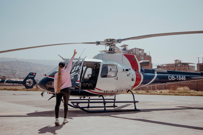 Cusco: Helikoptervlucht over de Heilige Vallei inclusief picknick