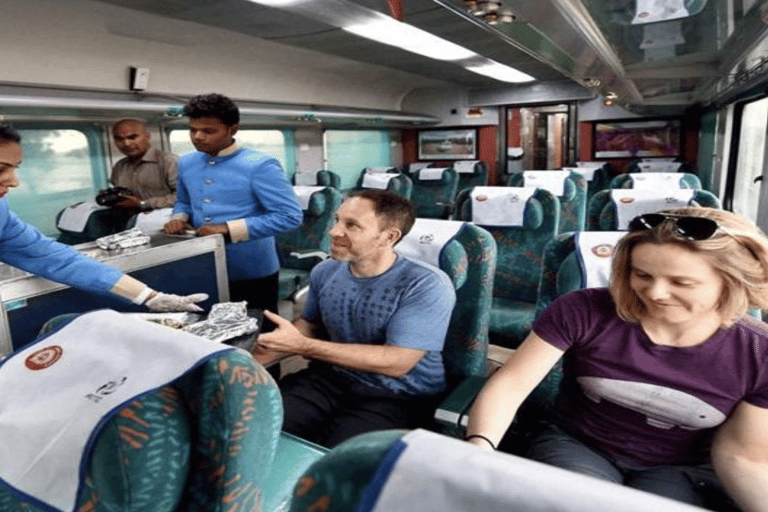 From Delhi: Agra Day Trip by Train with Taj Mahal & Lunch 1st Class Train with Car, Guide, Entry Ticket & 5 Star Lunch