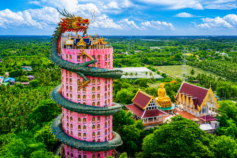 Private: Floating Market, Maeklong Train & Dragon Temple All-inclusive Package