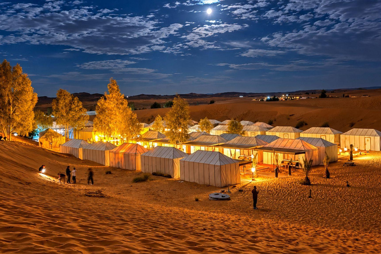 From Fes: 3-Day Merzouga Desert Tour to Marrakech Standard Desert Camp Experience (Shared Facilities)