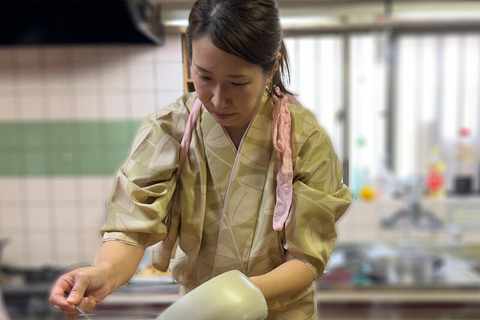 Aula de culinária japonesa de Tempura autêntico e sopa de missô em OsakaAula de culinária japonesa de tempura e sopa de miso autêntica de Osaka