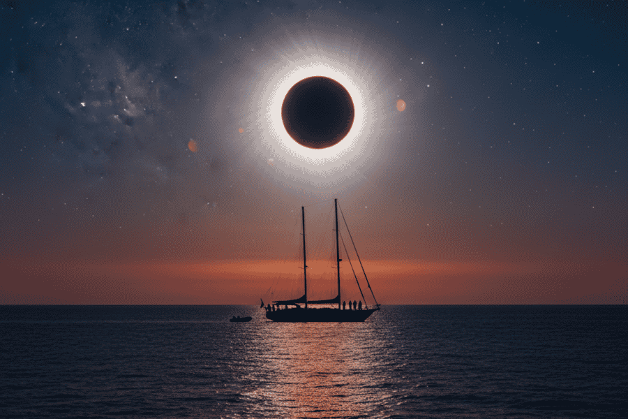 Mallorca: Totale Sonnenfinsternis 2026 auf einer Yacht mit Abendessen. Foto: GetYourGuide Mallorca: Totale Sonnenfinsternis 2026 auf einer Yacht mit Abendessen. Foto: GetYourGuide