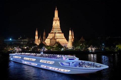 Bangkok: Luxe White Dinner Cruise met live entertainment