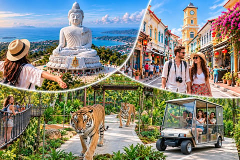 Phuket:Big Buddha, Old Town ,Forest Safari Tiger Park Canopy