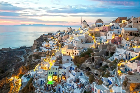 Santorini: Traditional Sightseeing Bus Tour with Oia Sunset Tour in English and Spanish