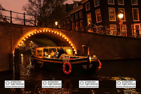 Crucero por el Festival de la Luz de Ámsterdam con bebidas calientes opcionalesCrucero Fiesta de la Luz de Ámsterdam con 1 Bebida