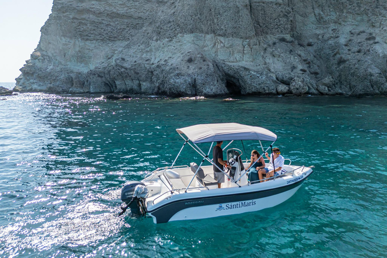 Santorini: No-License Brand-New Boat Rental Mid-day Tour