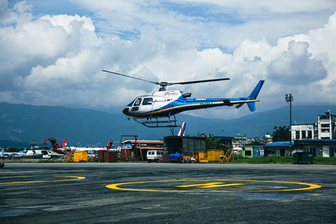 Helicopter Flight to Lukla One Way. Helicoptur Rescue From Nepali Mountain Above 3300m