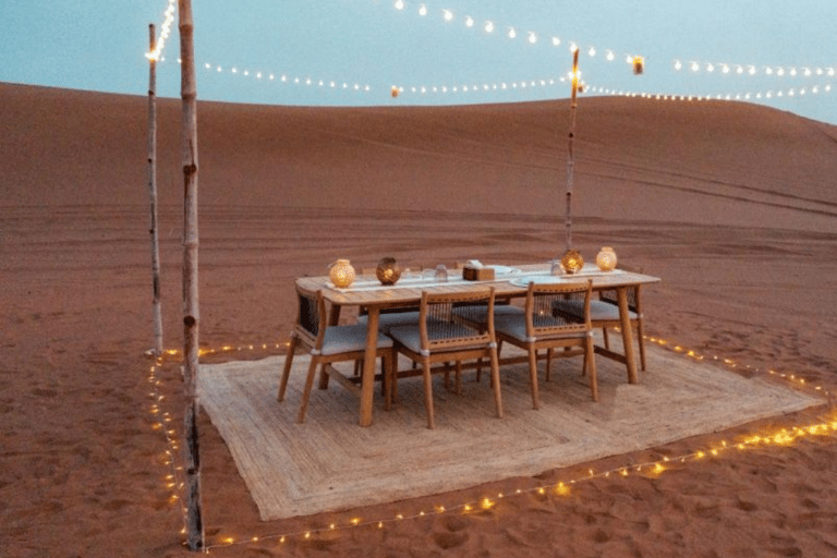 From Dubai: Private Dinner in the Dunes in Mleiha Private Dinner