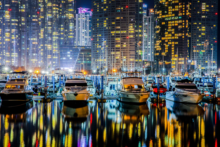 Busan night yacht tour with local food & romantic city views