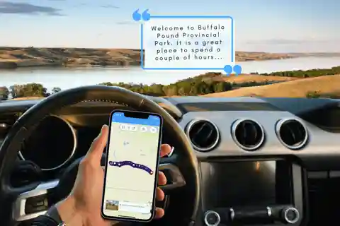 Entre Moose Jaw e Manitoba: tour de condução de áudio de smartphone
