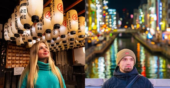 Osaka: Privates Fotoshooting in der pulsierenden Nacht (Dotonbori)