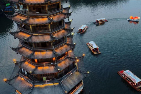 Guilin: Two Rivers and Four Lakes Night Cruise(Opt Guide) Sun‑Moon Twin‑Towers Vessel Night Cruise Ticket