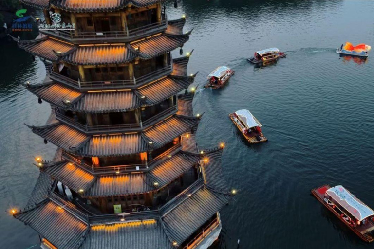 Guilin: Two Rivers and Four Lakes Night Cruise(Opt Guide) Sun‑Moon Twin‑Towers Vessel Night Cruise Ticket