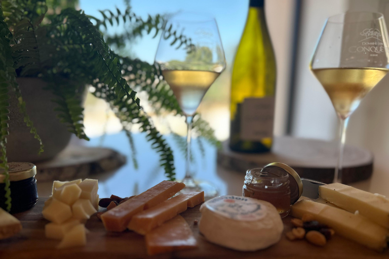 Aniane: Domaine des Conquêtes wine and cheese workshop English cheeses