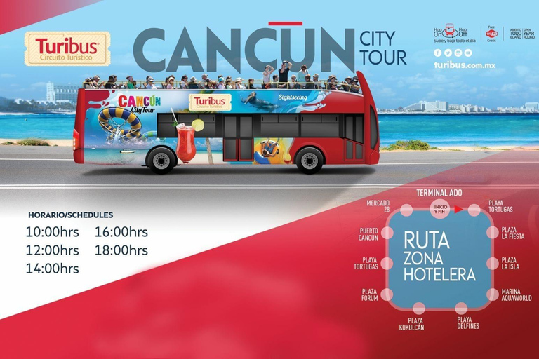 Cancun: Hop-on Hop-off Bus Tour with Flowrider Experience