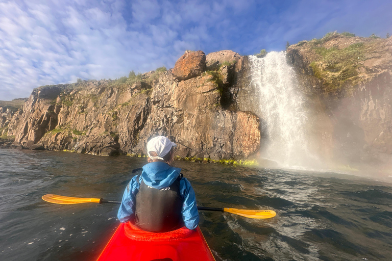 Akureyri: Tandem Kayaking with Geothermal Waterfall Visit
