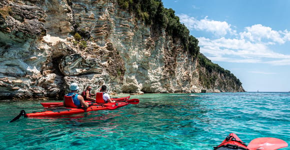 Lefkada: Blue Cave Kayak Tour with a Taste of Greece