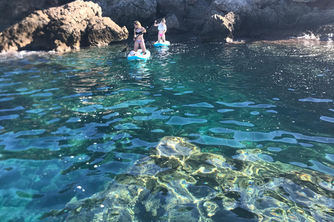 Cours de paddle surf, visite de la grotte, des calanques, plongée en apnéeExcursion au Sup, dans les grottes et avec masque et tuba