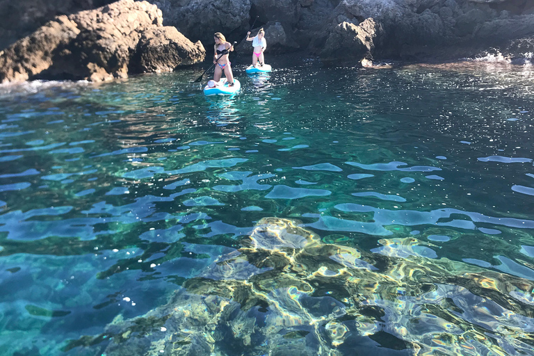 Cours de paddle surf, visite de la grotte, des calanques, plongée en apnéeExcursion au Sup, dans les grottes et avec masque et tuba