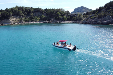 Rhodes: No licence Boat Rental Rhodes: 3hour Boat Rental with Optional Driver