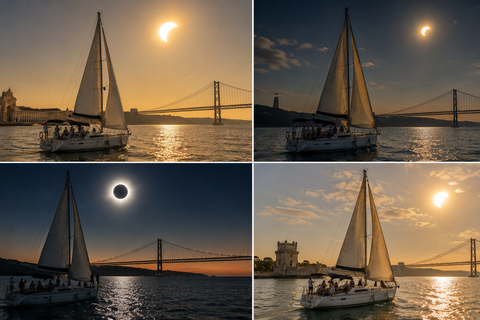 Lisbon: Solar Eclipse & Sunset Sailing Experience with Wine