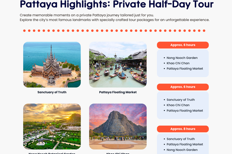 Pattaya Highlights: Private Half-Day Tour Sanctuary + Khao Chi Chan + Floating Market
