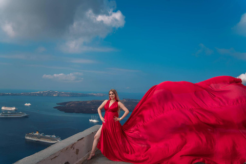 Santorini: Sesión de fotos privada con vestido volador30 minutos - Sesión de fotos con vestido volador