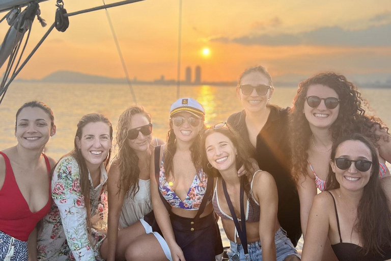 Barcelona: Sailing with Open Bar, Catalan Snack & Swim Stop