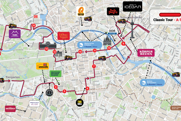 Berlin: Sightseeing Hop-On Hop-Off Bus Ticket Berlin Hop-on Hop-off bus Tour A+ B 24 hours