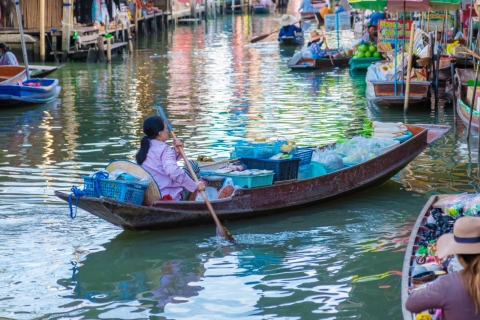 Bangkok: Jednodniowa wycieczka z rejsem wycieczkowym po pływających i kolejowych targowiskachPrywatna wycieczka z doświadczonym kierowcą-przewodnikiem i rejs łodzią