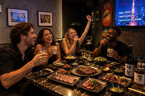 Tokyo: Private Wagyu Dinner, Free-Flow Drinks & Karaoke
