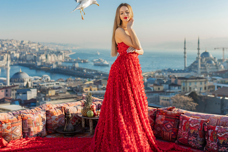 Rooftop Flying Dress Photoshoot in Istanbul
